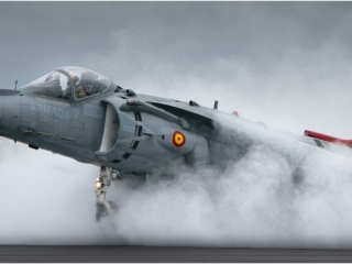 Harrier landing (in the wet) by Niall