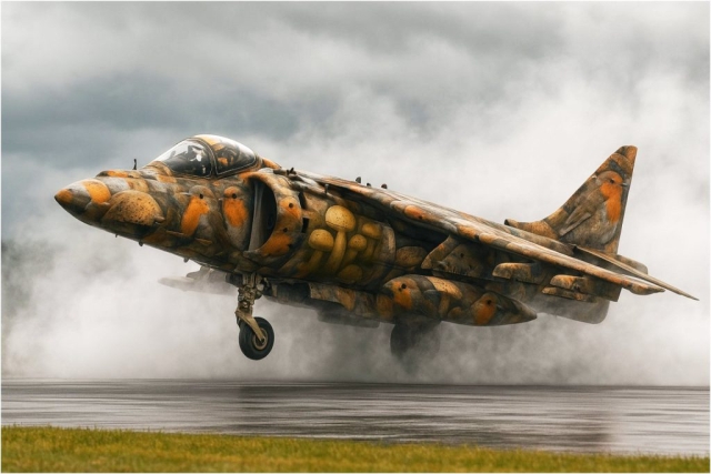 Harrier with Robins and Mushrooms by Jeff Howe